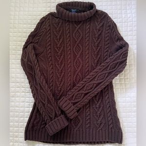 Dark brown fitted thick knit thrifted sweater